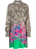 LIU JO mix-print shirt dress - Brown