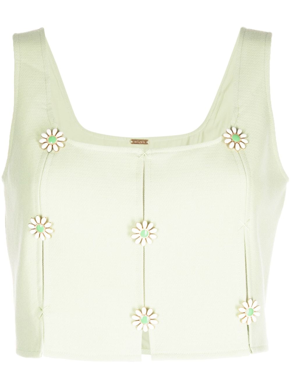 Pina floral-appliqué top