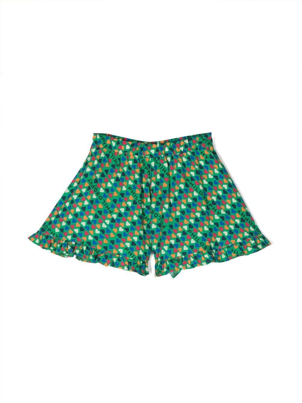 Philosophy Di Lorenzo Serafini Kids Shorts met logoprint - Groen