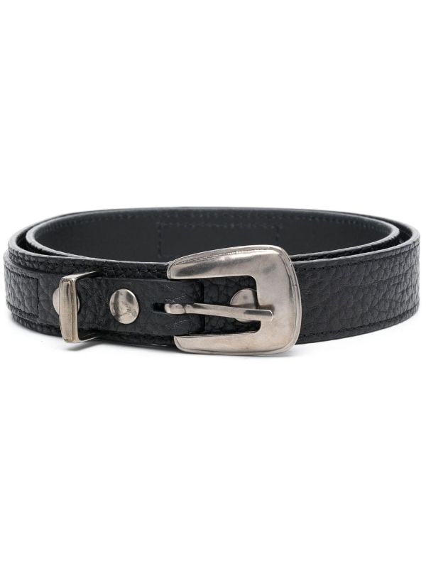 grained-texture leather belt