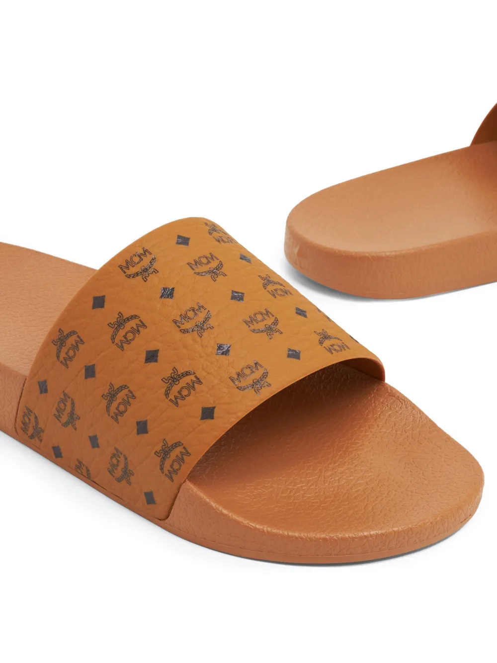 MCM Slippers met logoprint - Bruin