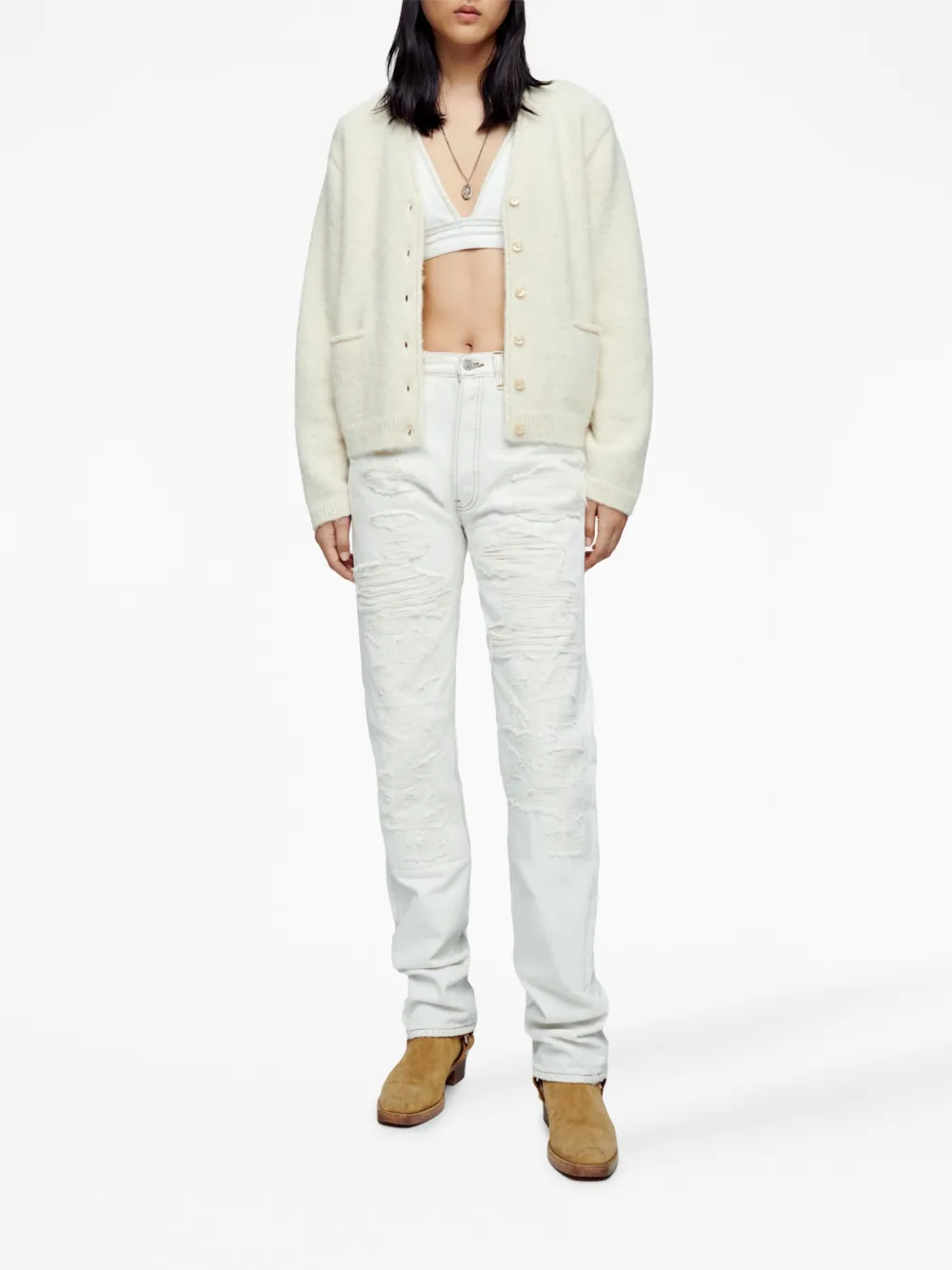 RE/DONE Vest met V-hals - Beige