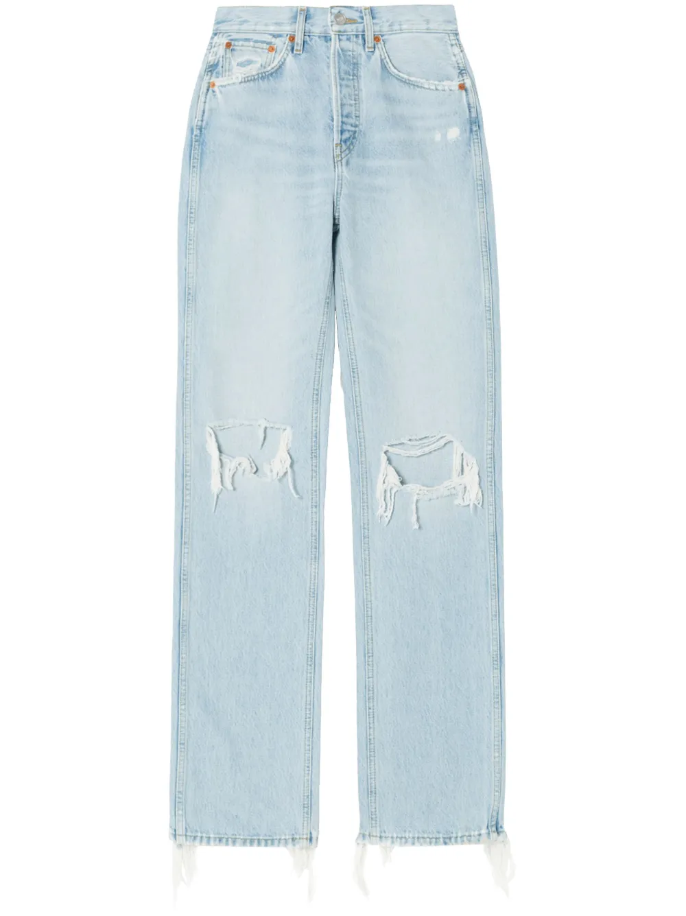Re/done Women's 90s High-rise Distressed Loose-leg Jeans In Nu Disco Destroy