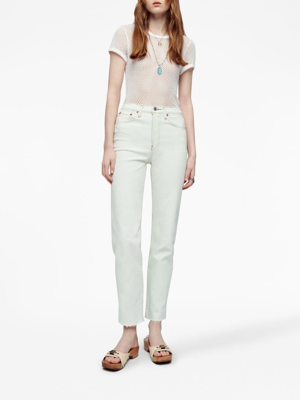 Shop Re/done 70s Stove Pipe High-rise Jeans In White