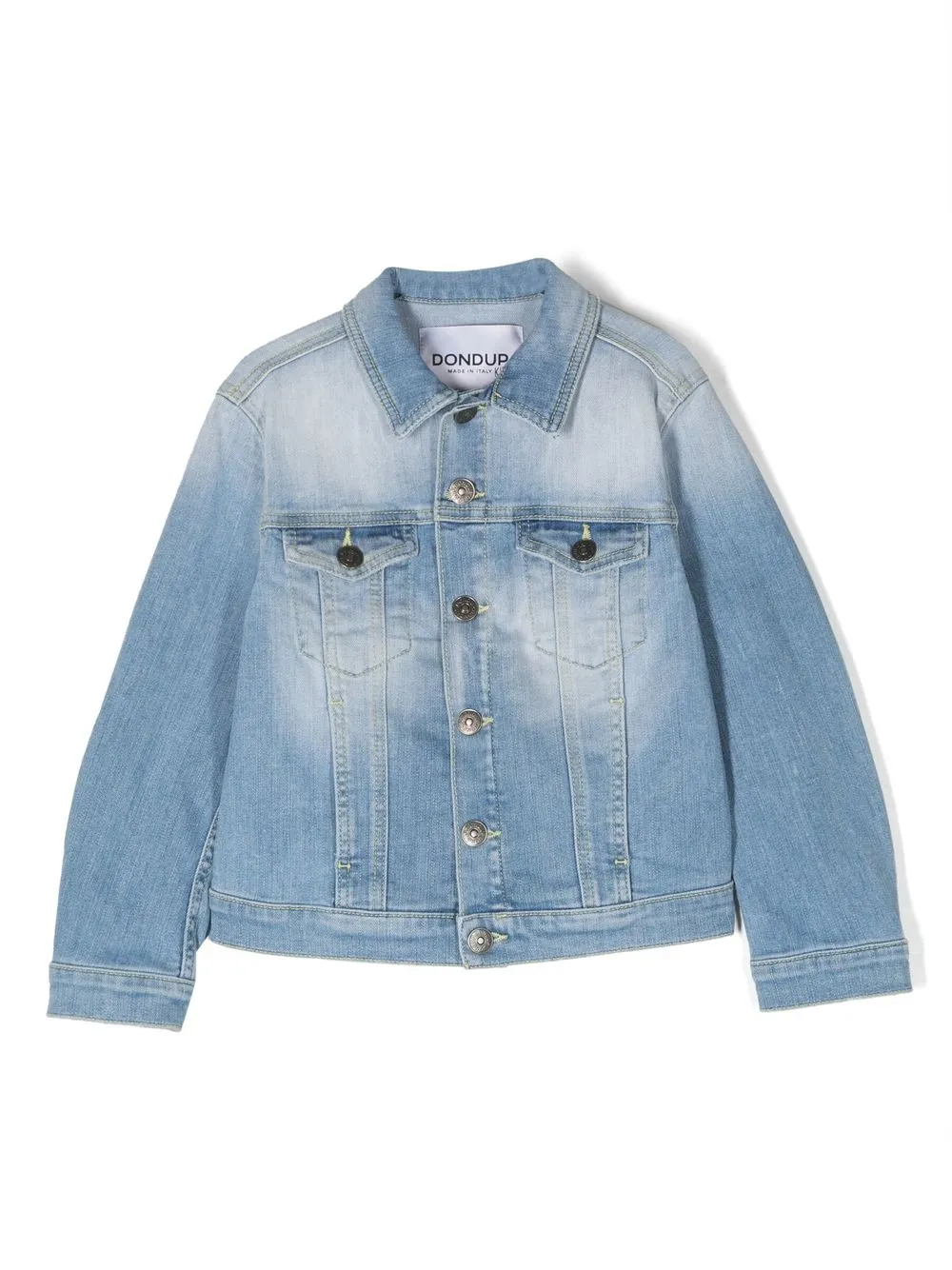 Dondup Kids' Bleach Wash Denim Jacket In Blue