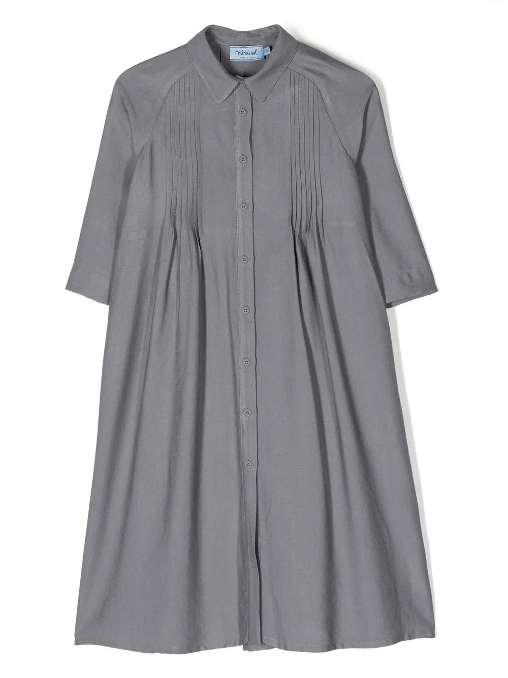 Mi Mi Sol Kids' Pleated Three-quarter Shirtdress In Grey