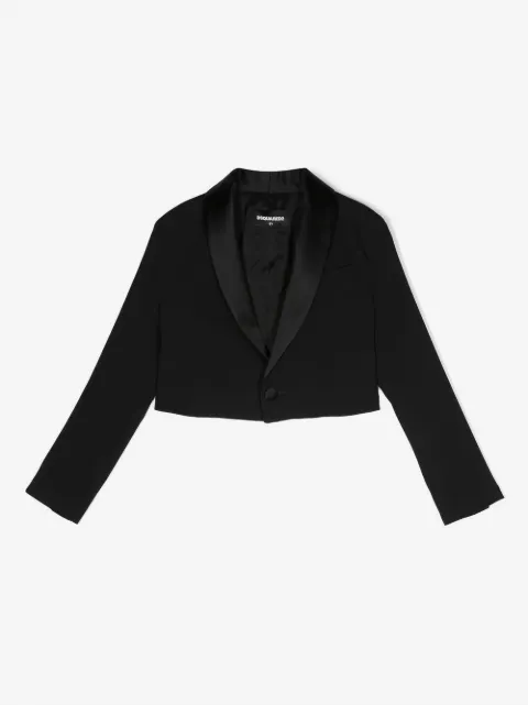 DSQUARED2 KIDS satin-lapels cropped blazer