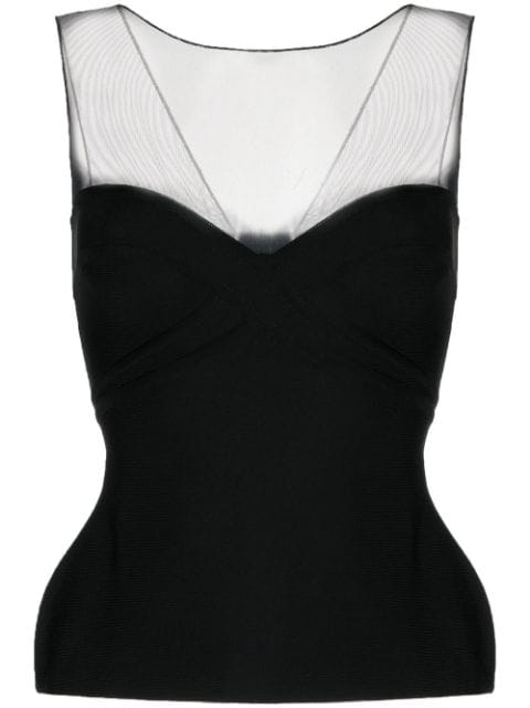 Herve L. Leroux sheer-detail strapless top