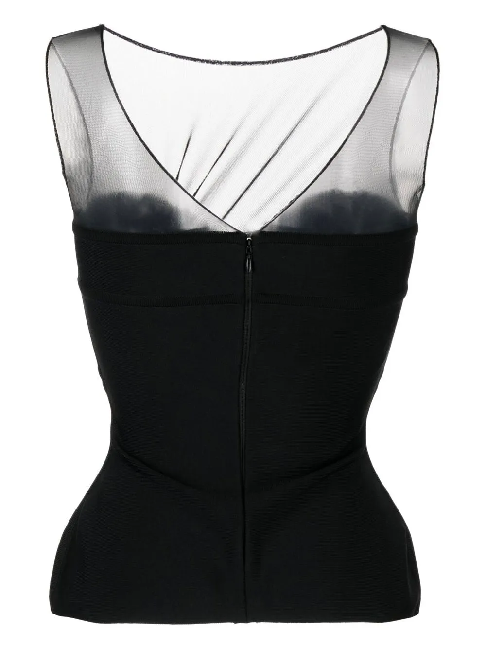 Shop Herve L Leroux Sheer-detail Strapless Top In Black