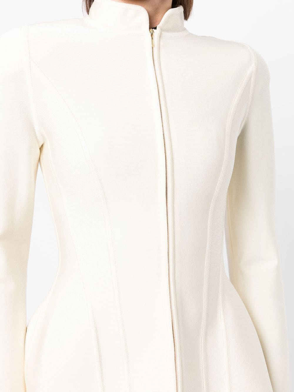 Shop Herve L Leroux Zip-up Stretch Jacket In White