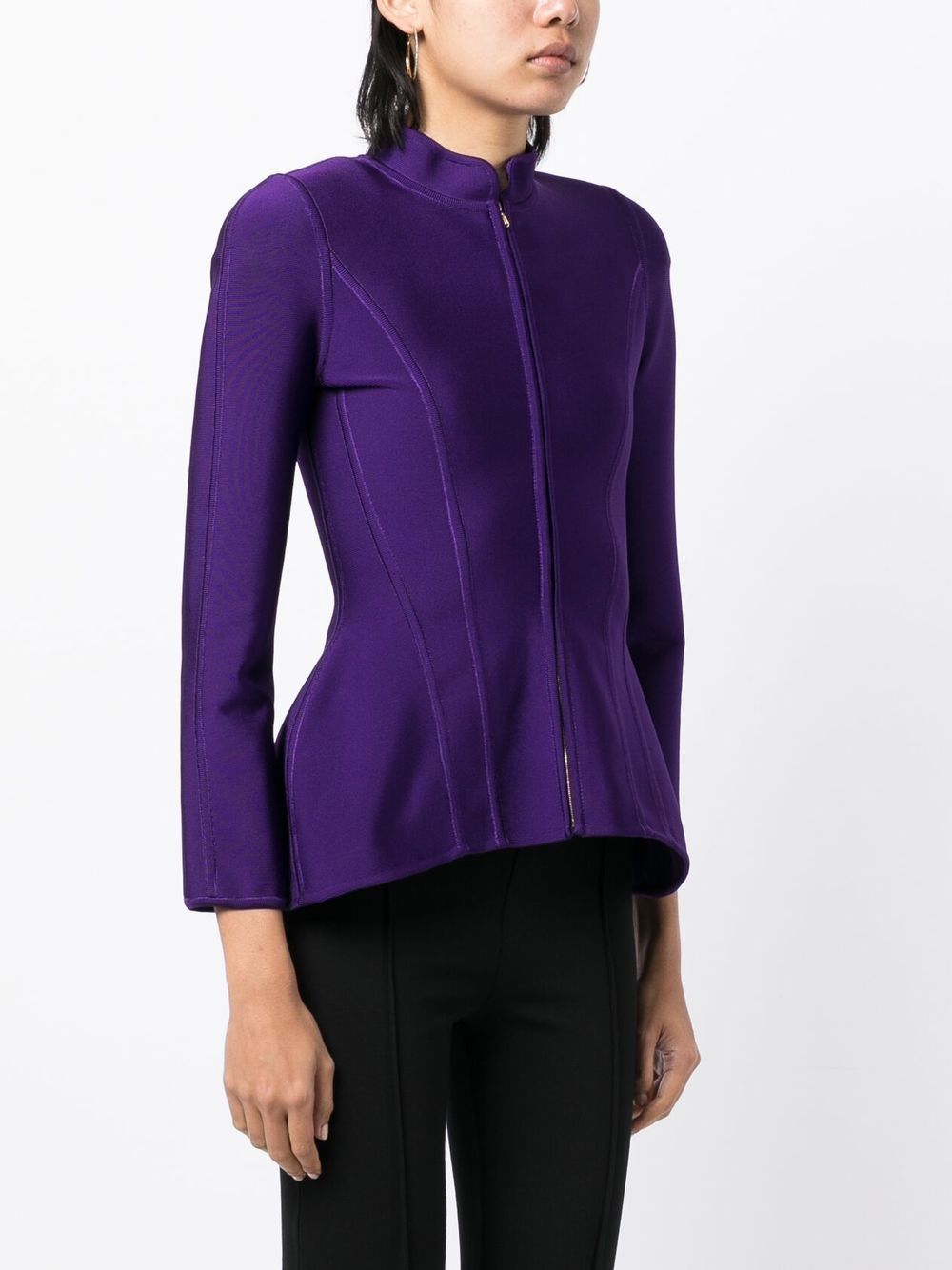 Shop Herve L Leroux Peplum-hem Jacket In Purple