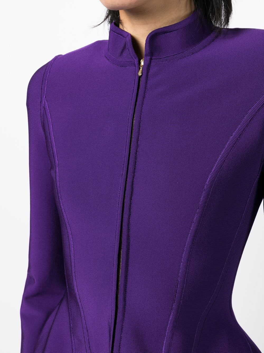 Shop Herve L Leroux Peplum-hem Jacket In Purple