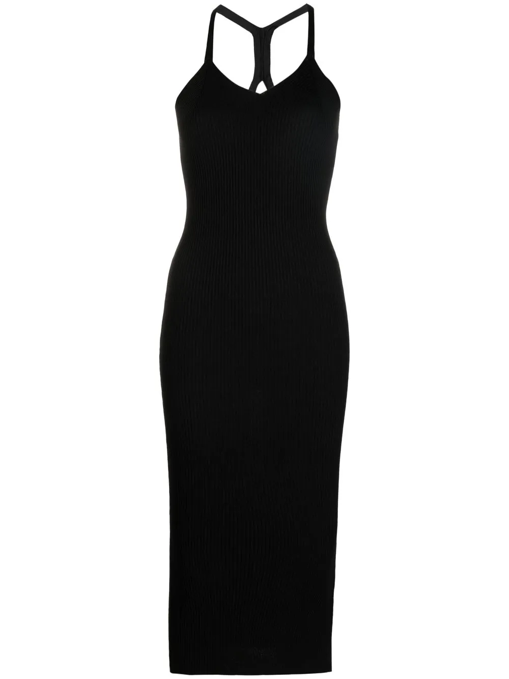 Calvin Klein Rib-knit Racerback Midi Dress In Black