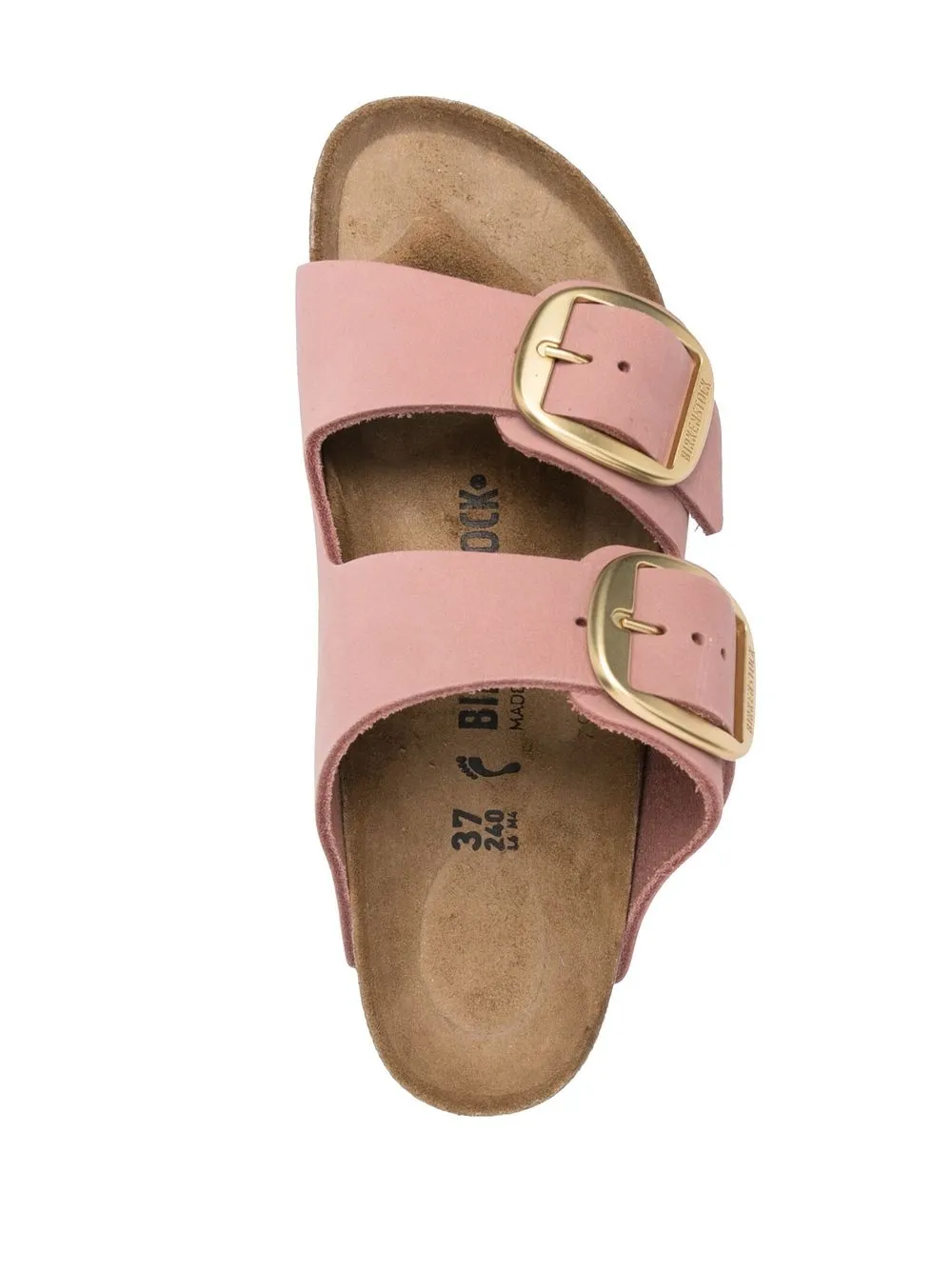 Birkenstock Contoured Pink Leather Sandals With Elegant Buckles In Pink