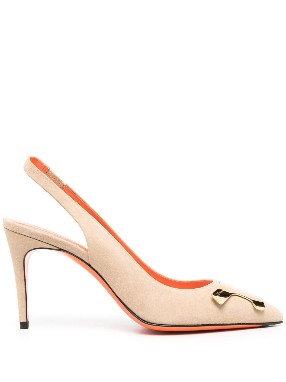 Santoni 95mm Suede Pumps In Nude