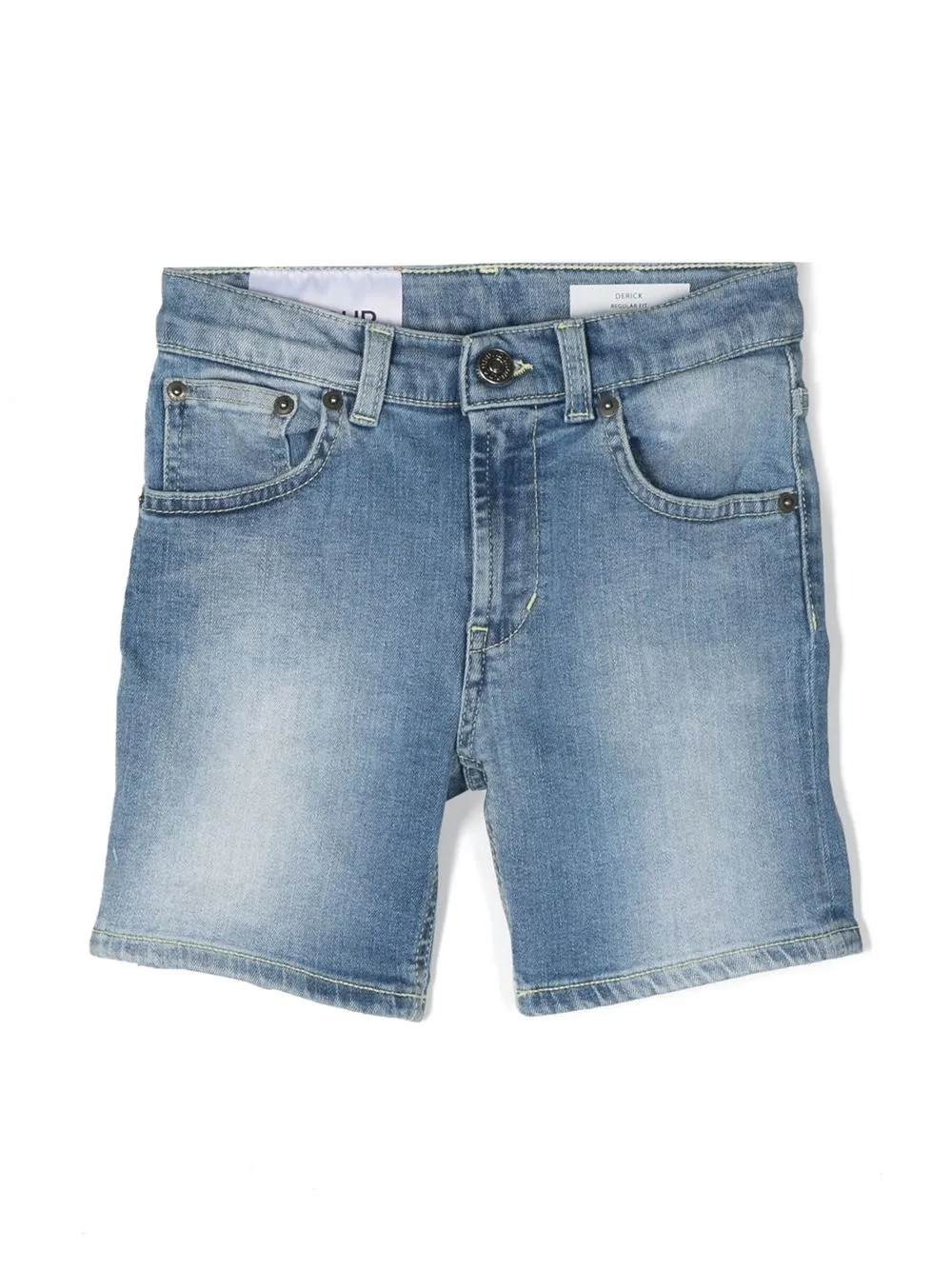 Dondup Kids' Logo-patch Washed Denim Shorts In Blue