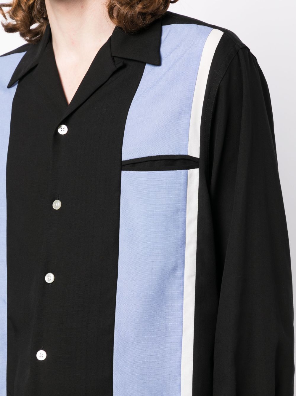 50's Striped Cotton Shirt In Black