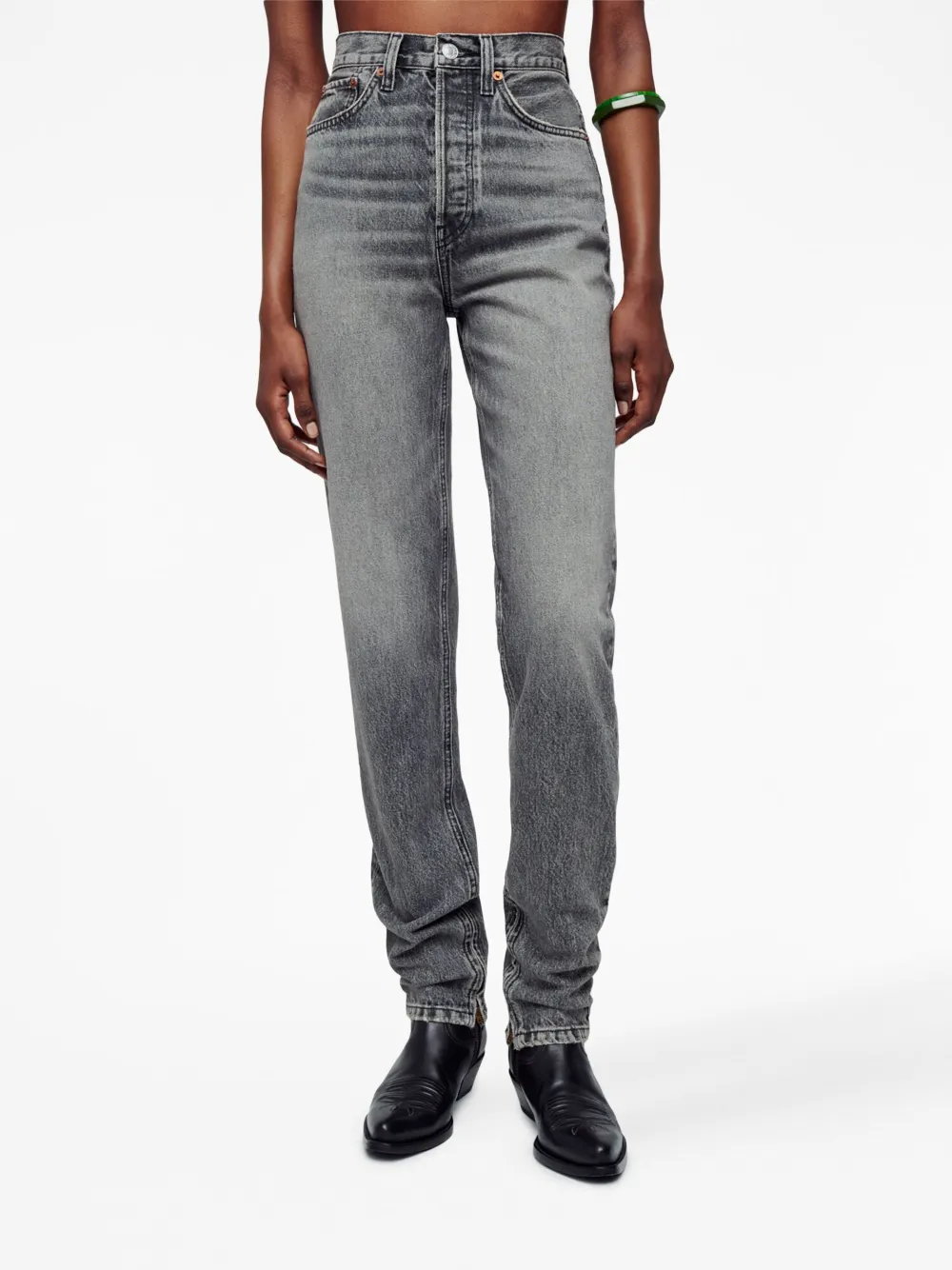 Re/done Super High Drainpipe Jeans In Grau | ModeSens