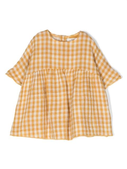 TEDDY & MINOU checkerboard-print empire blouse
