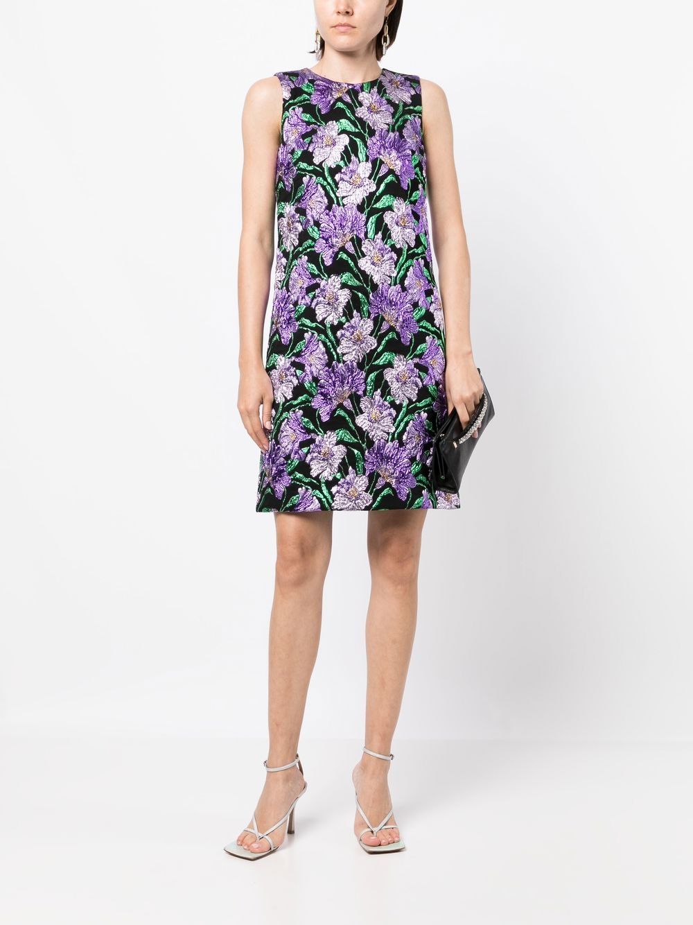 Shop Carolina Herrera Floral-jacquard A-line Mini Dress In Multicolour