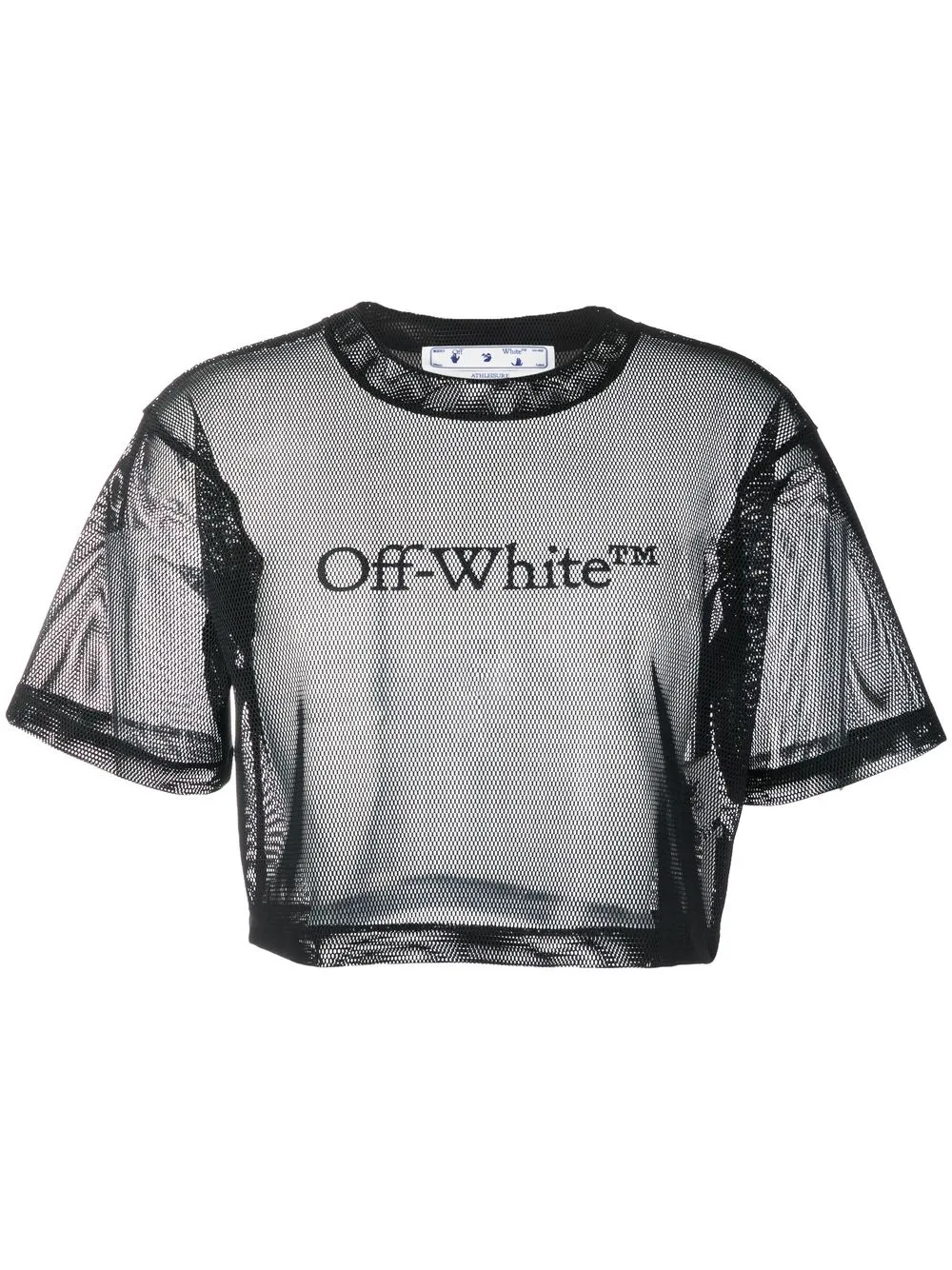 

Off-White logo-print cropped mesh T-shirt - Black