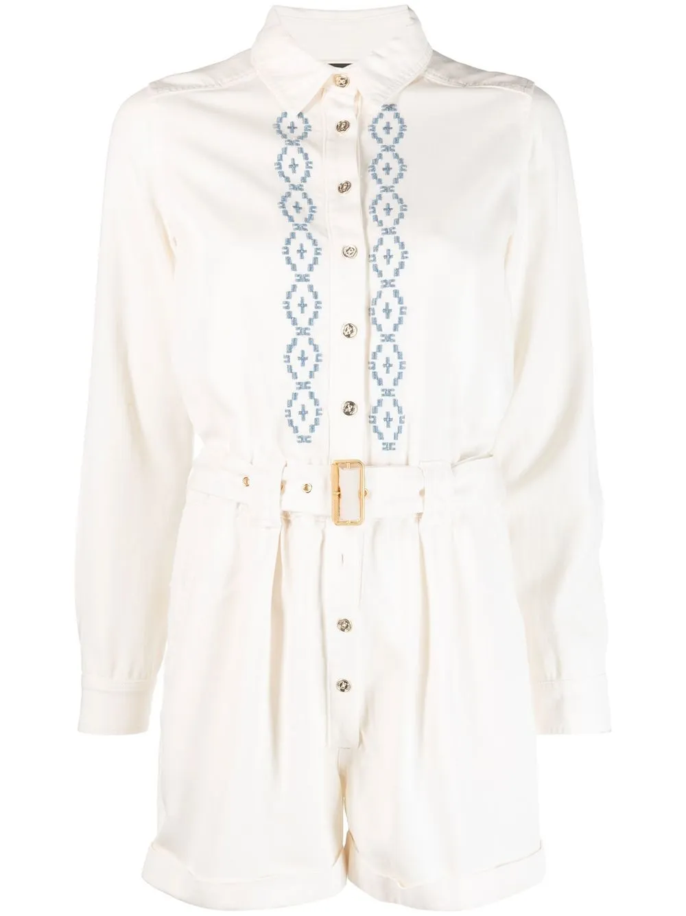 

Elisabetta Franchi belted long-sleeve playsuit - Neutrals