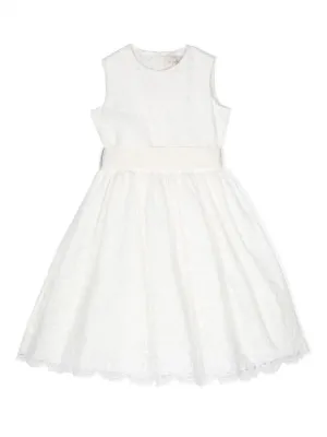 Il Gufo Tie-fastening Flared Dress - White