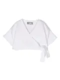 Il Gufo wrap-design cotton top - White