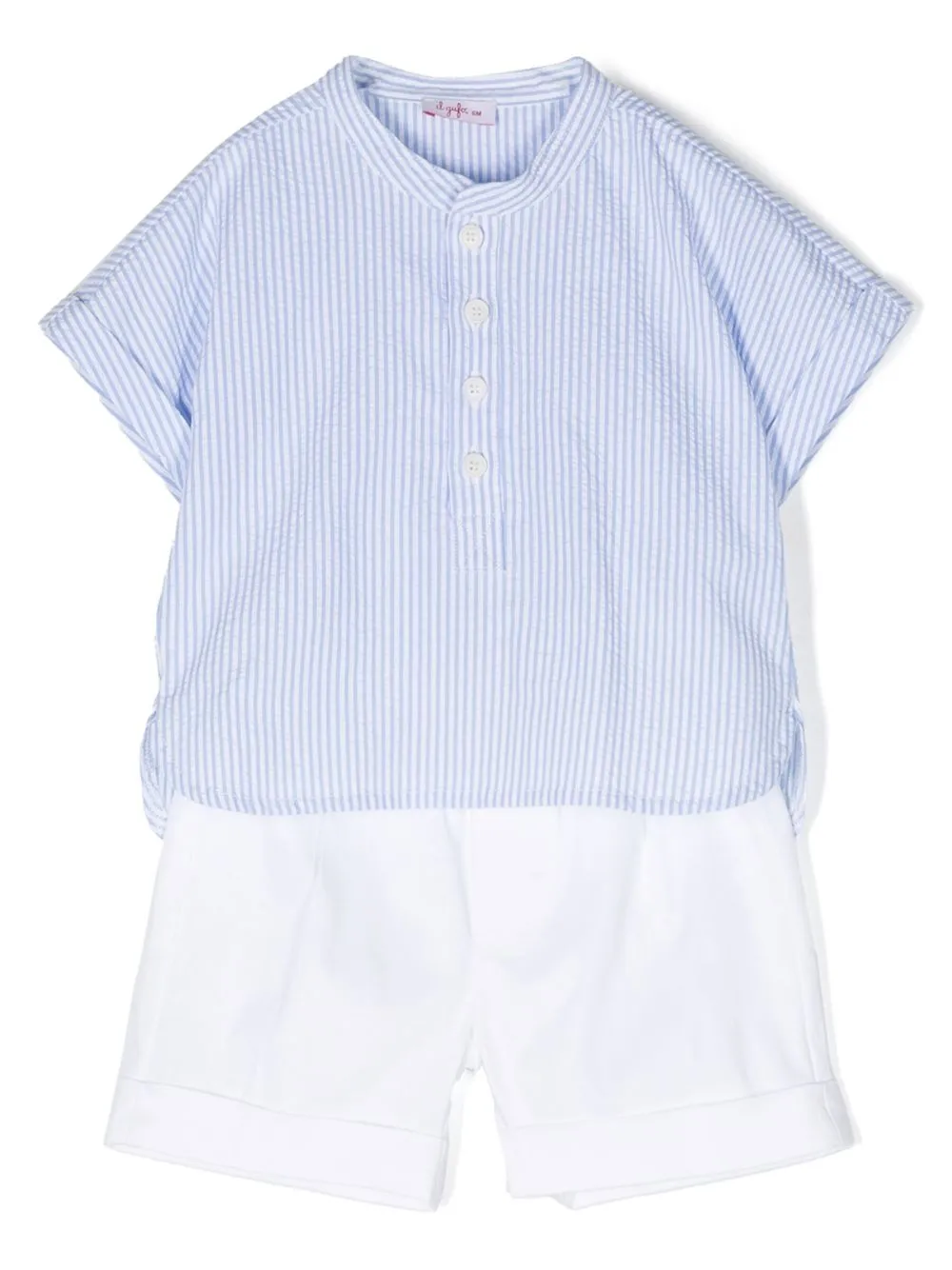 Shop Il Gufo Stripe-pattern Shorts Set In Blue