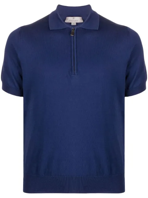 Canali zip-up merino-wool polo shirt