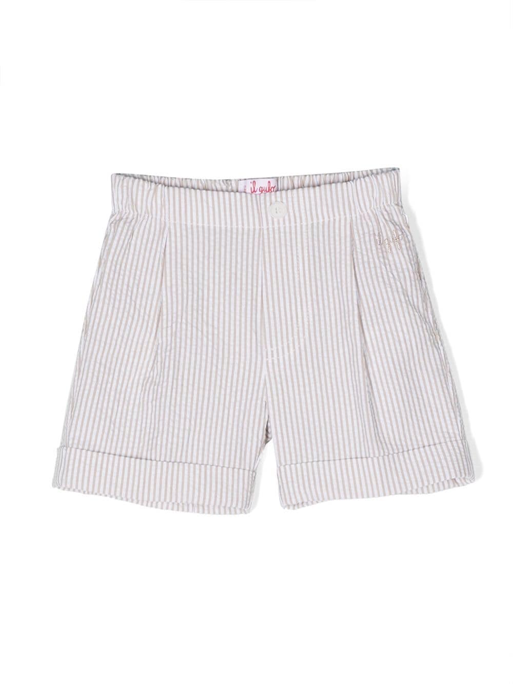 Il Gufo Babies' Stripe-pattern Cotton Shorts In Neutrals