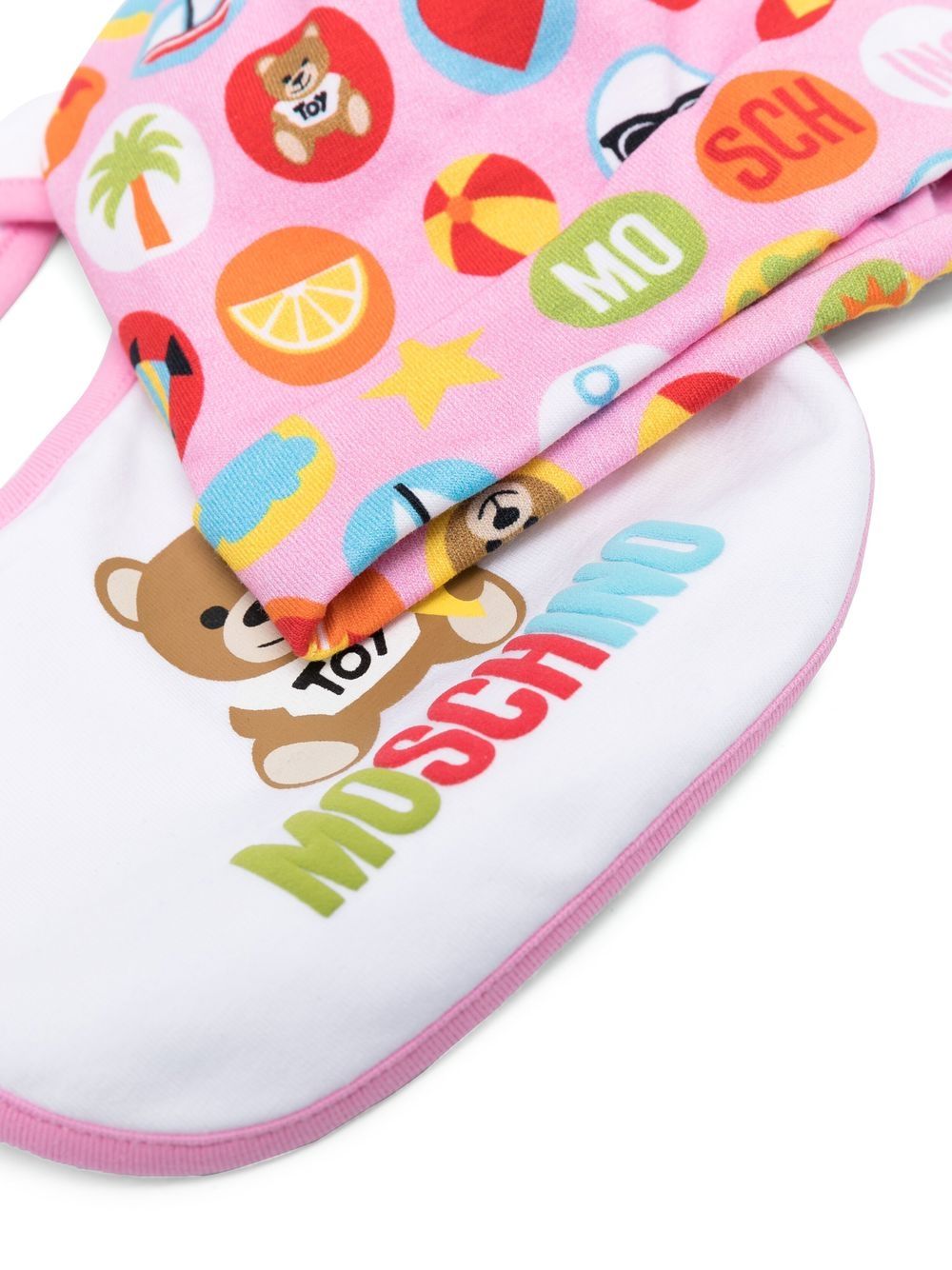 Moschino Kids Muts en slabbetje met logoprint - Roze