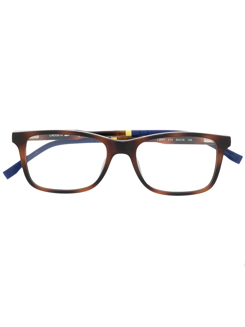 

Lacoste tortoise-effect rectangle-frame glasses - Brown