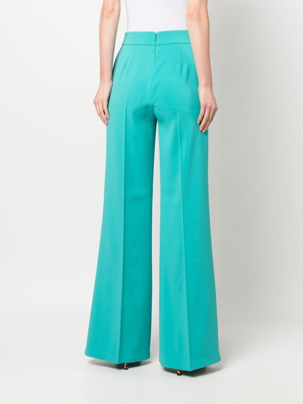 Shop Pinko High-waist Flare Trousers In Green