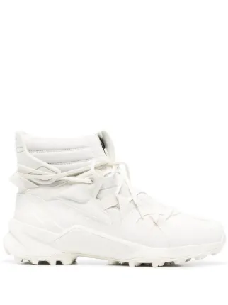 Y 3 high top lace up Chunky Sneakers White FARFETCH AZ