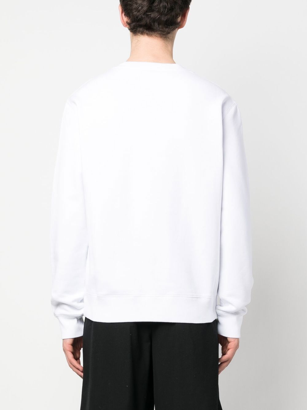 Shop Lanvin Logo-embroidered Cotton Sweatshirt In White