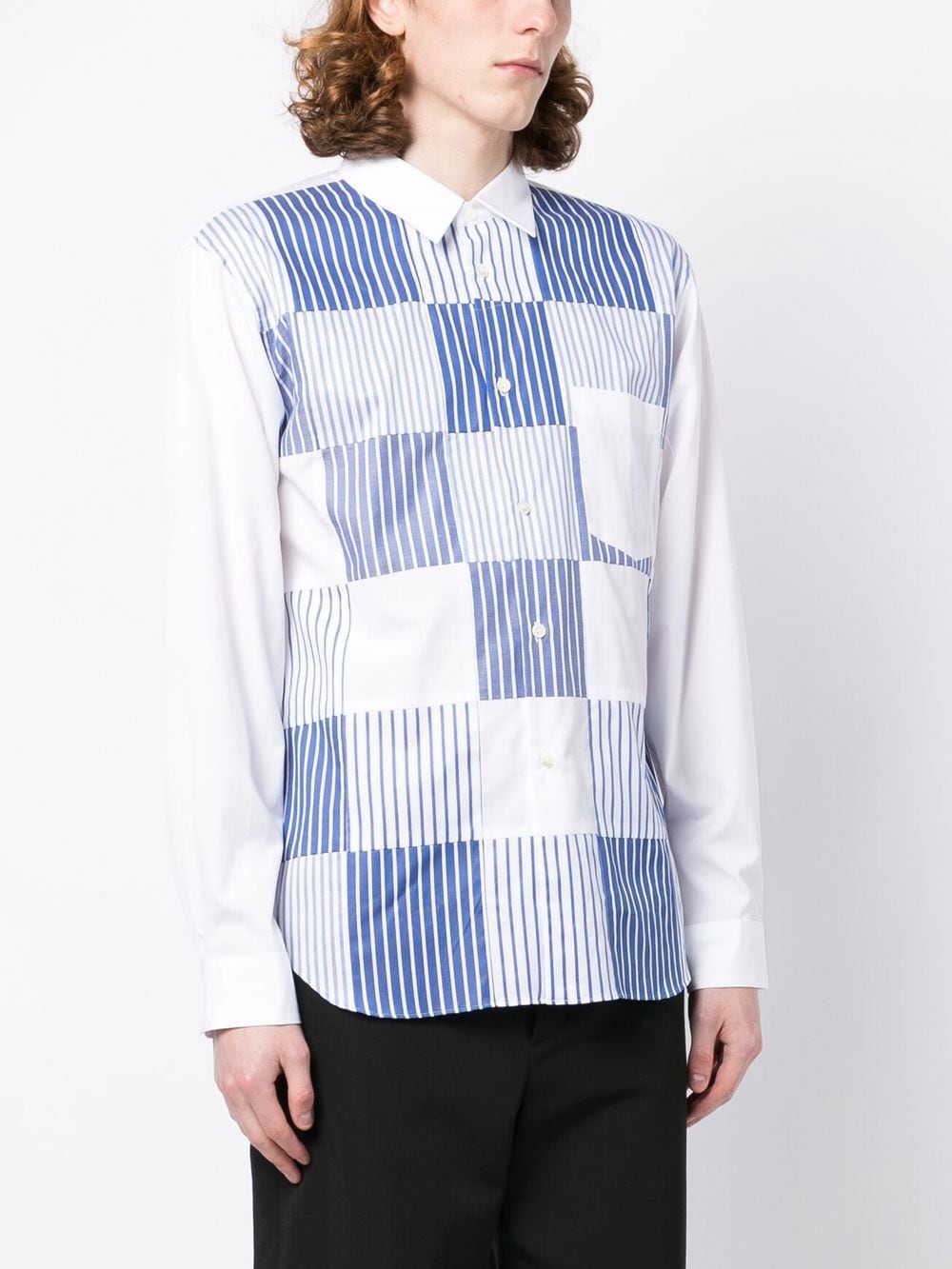 Shop Comme Des Garçons Homme Deux Vertical-striped Longsleeved Shirt In Weiss