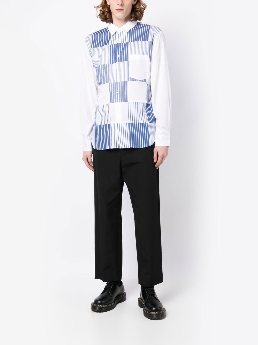 Shop Comme Des Garçons Homme Deux Vertical-striped Longsleeved Shirt In Weiss