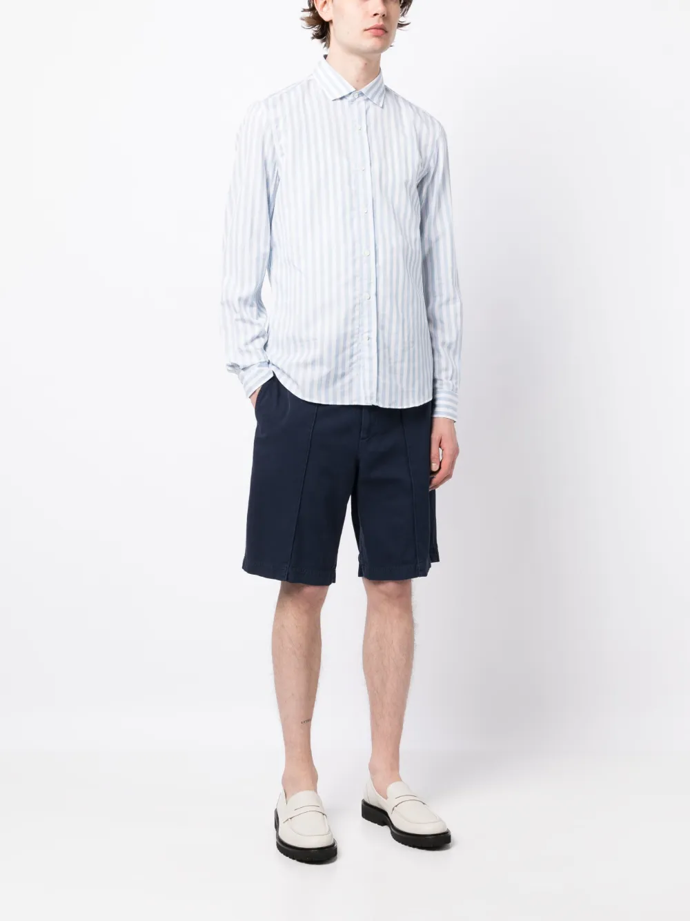 Brunello Cucinelli Gestreept overhemd - Blauw