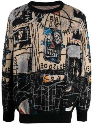 WACKO MARIA Jean-Michel Basquiat intarsia-knit Jumper - Farfetch