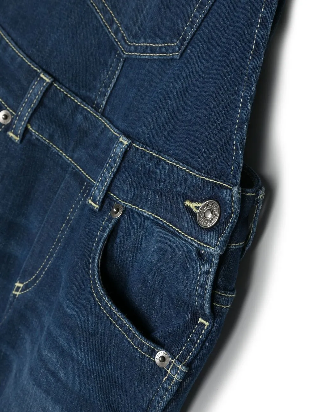 Shop Dondup Logo-patch Denim Dungarees In Blue