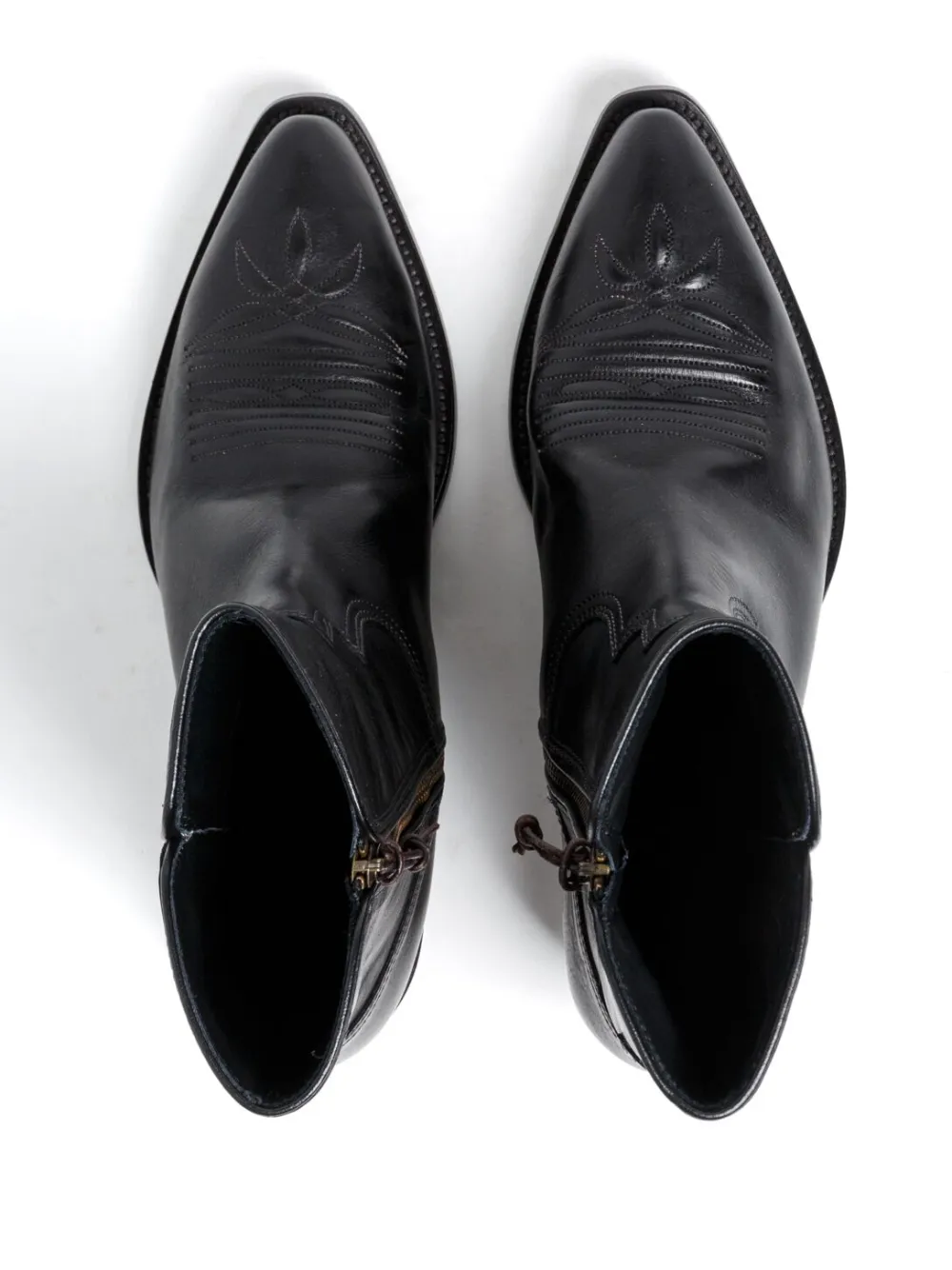 Re/done Pointed-toe Western Leather Boots In 黑色