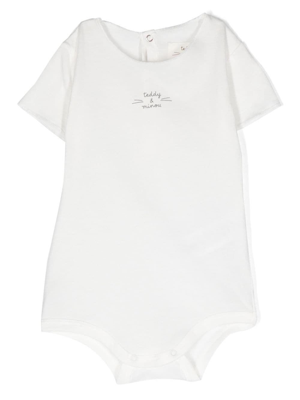 Teddy & Minou Babies' Short-sleeved Cotton Body In White