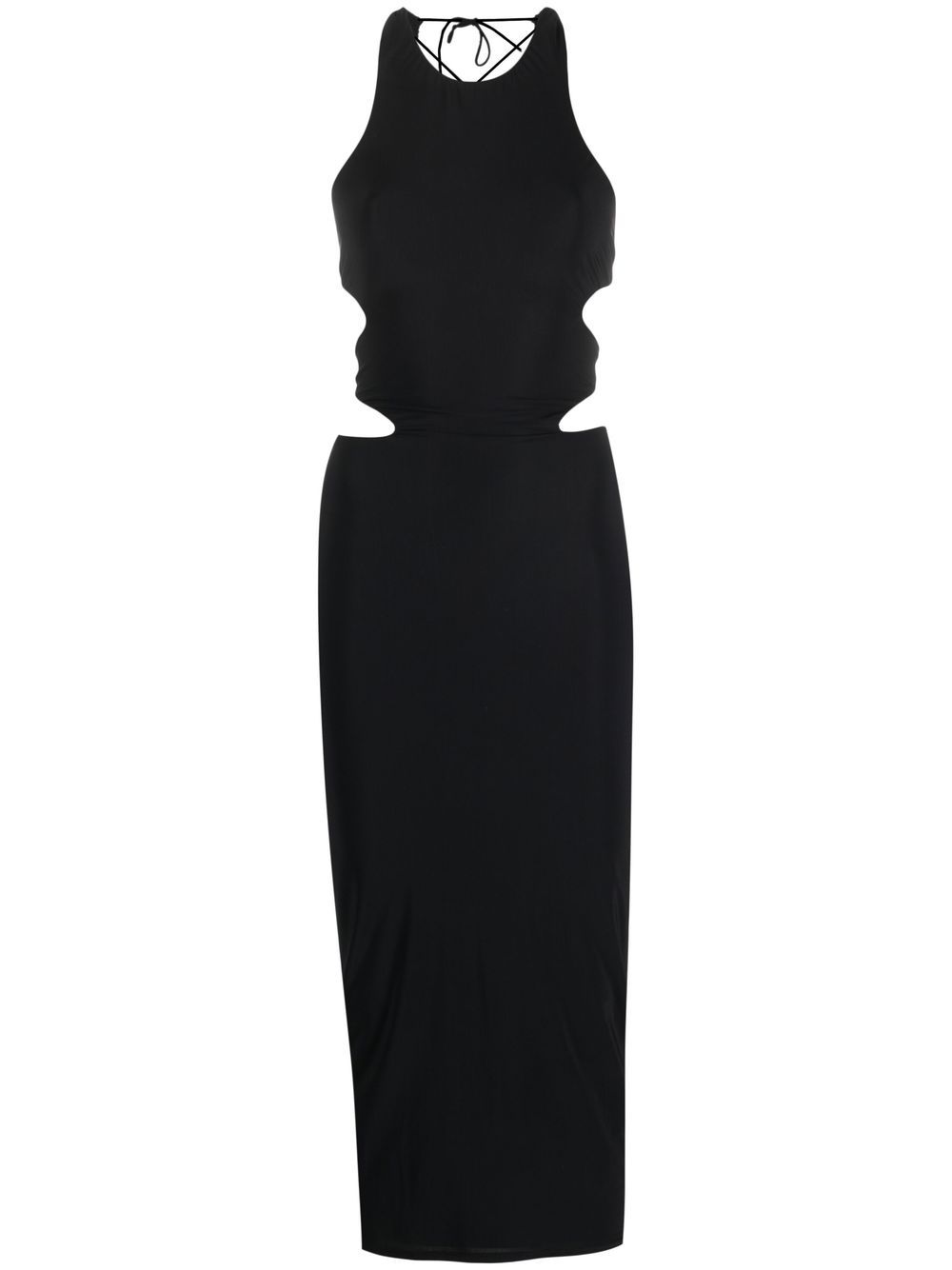 Shop Amazuìn Open-back Midi Dress In Black