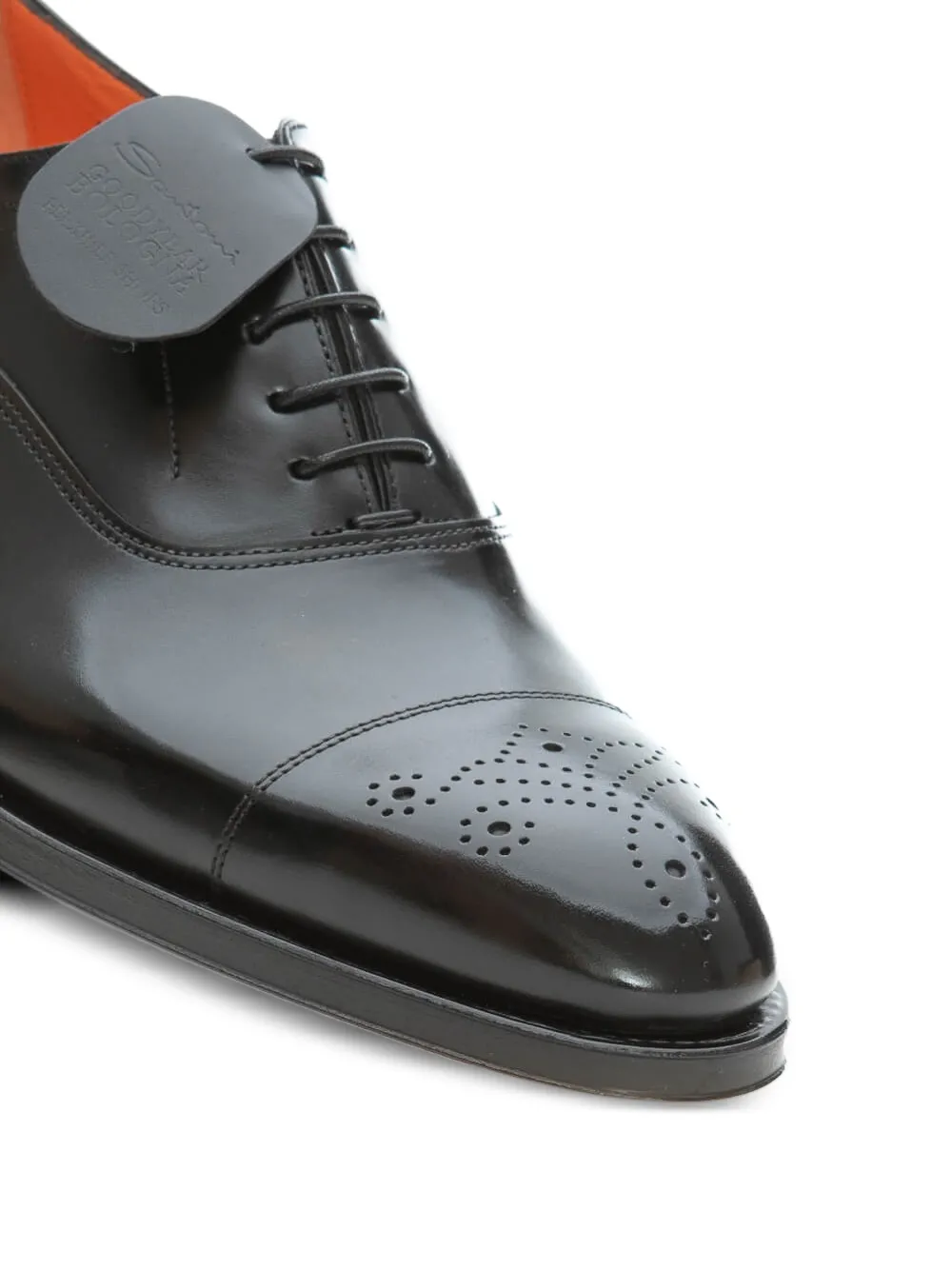 Santoni perforated cap-toe oxford shoes Black