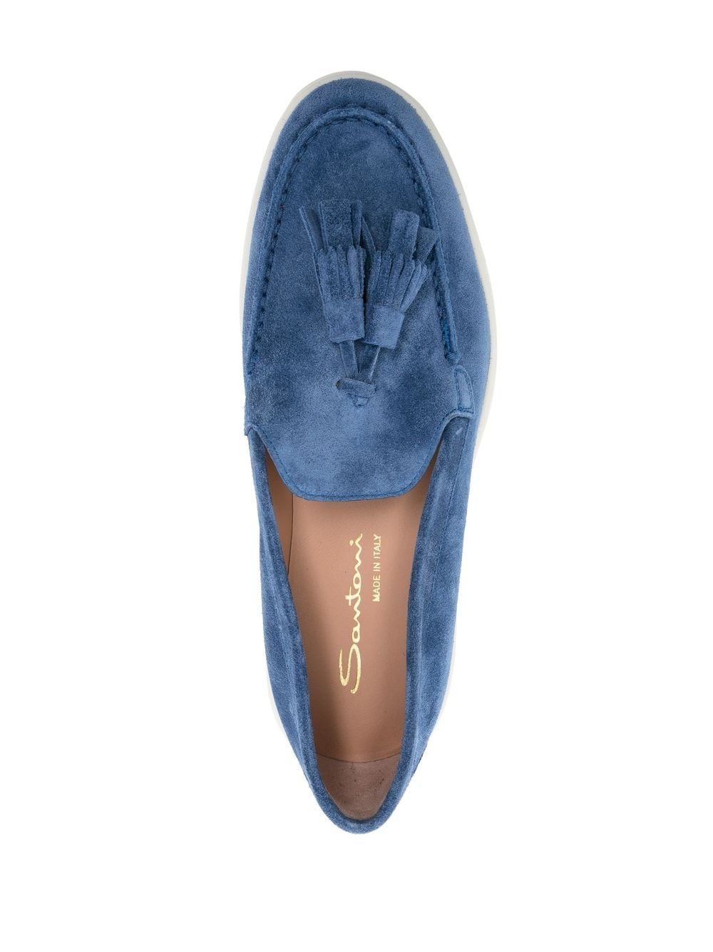 Shop Santoni Tassel-detail Suede Loafers In Blau