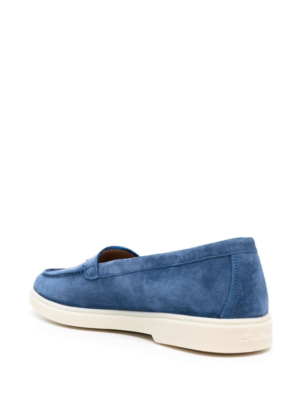 Shop Santoni Tassel-detail Suede Loafers In Blau
