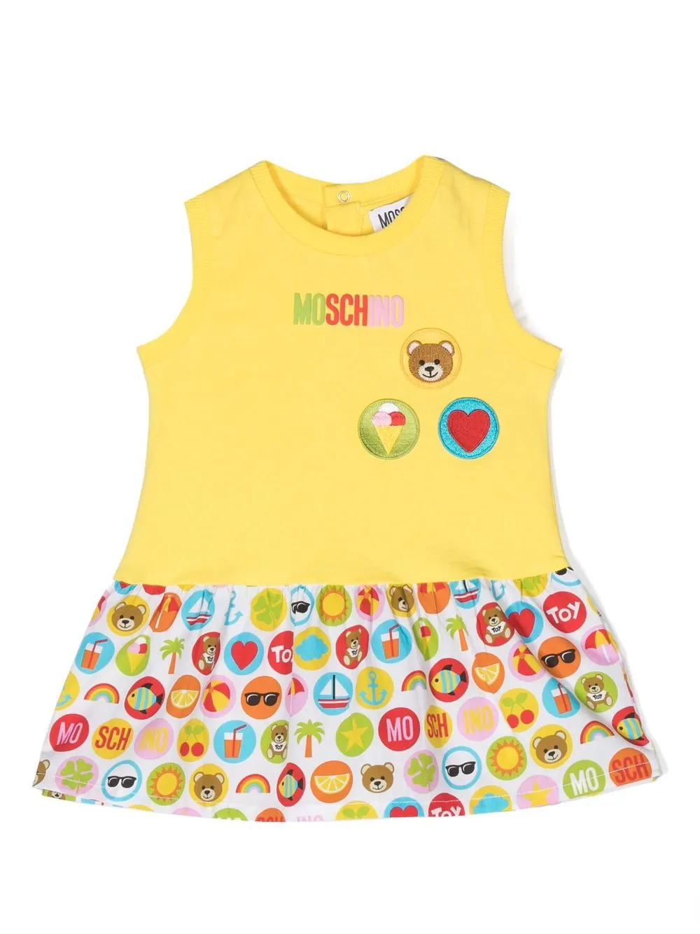 

Moschino Kids vestido sin mangas con estampado gráfico - Amarillo