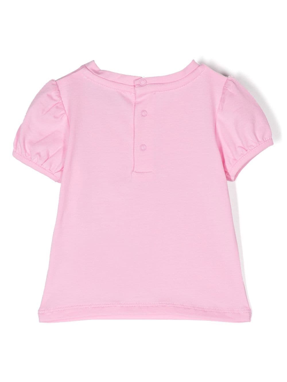 Moschino Kids T-shirt met geborduurd logo - Roze