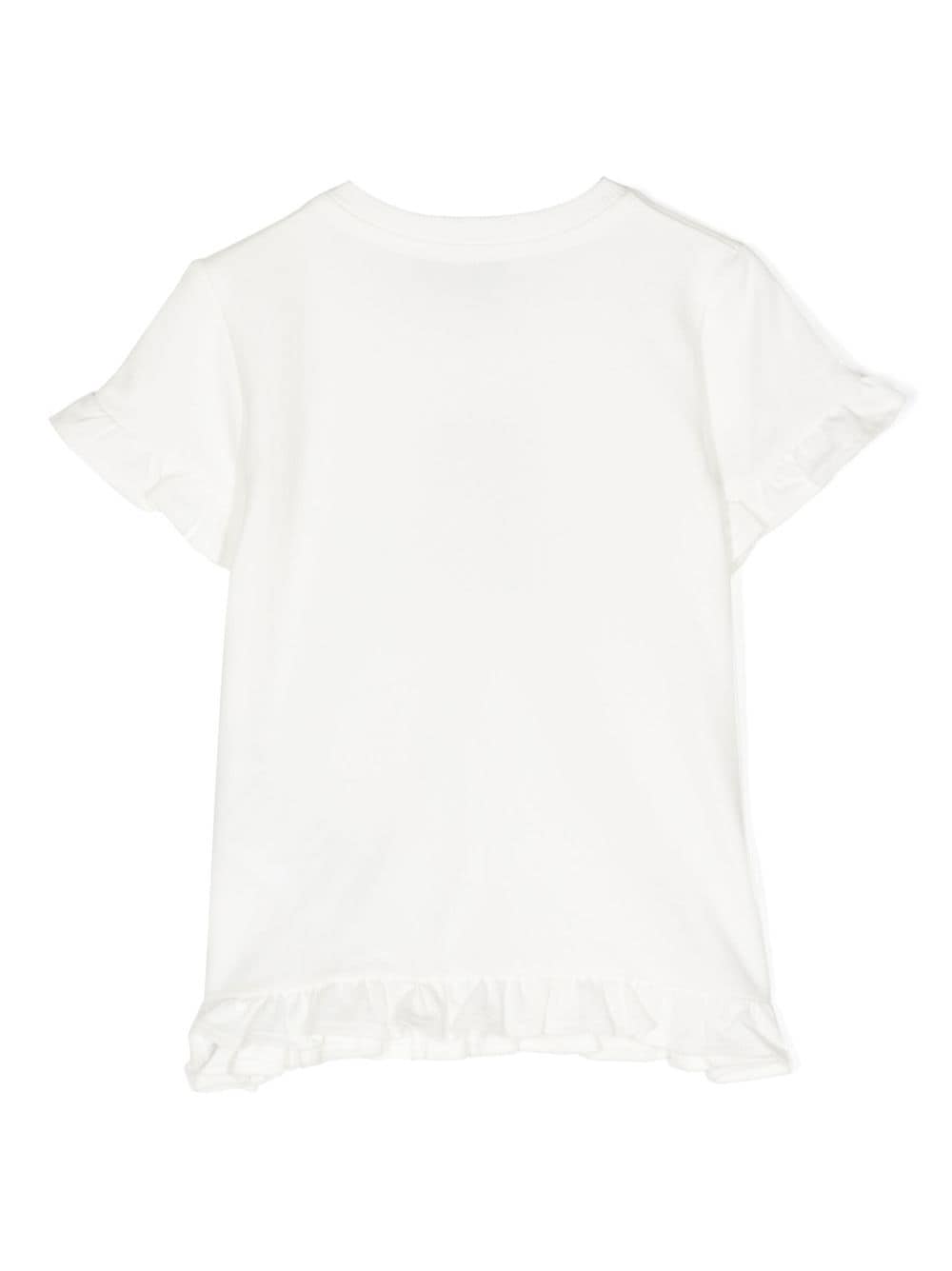 Moschino Kids T-shirt met ruches - Wit